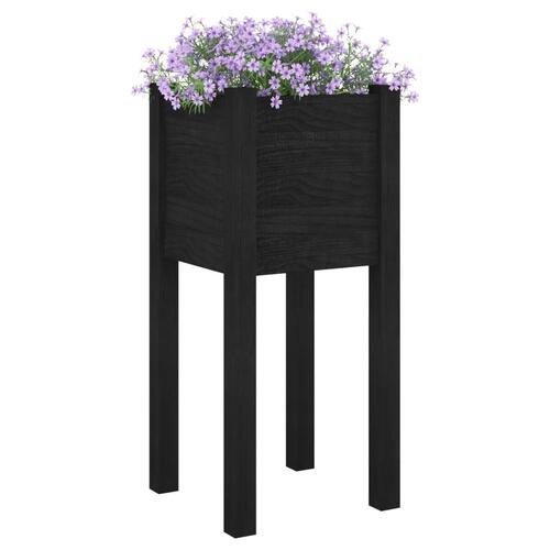 Plantekasse 31x31x70 cm massivt fyrretræ sort
