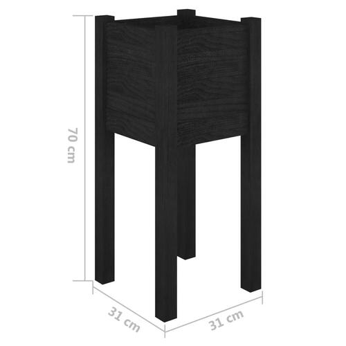 Plantekasser 2 stk. 31x31x70 cm massivt fyrretræ sort