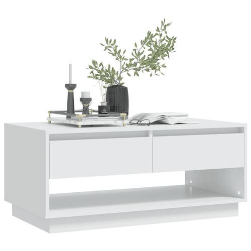 Sofabord 102,5x55x44 cm konstrueret træ hvid