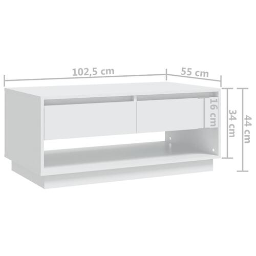 Sofabord 102,5x55x44 cm konstrueret træ hvid