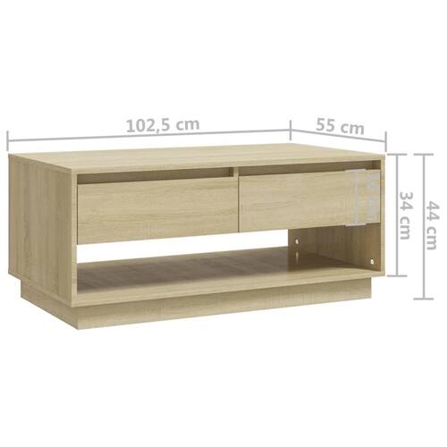 Sofabord 102,5x55x44 cm konstrueret træ sonoma-eg