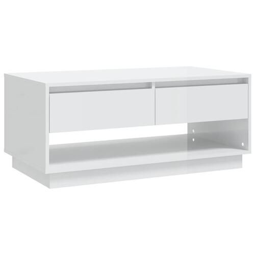 Sofabord 102,5x55x44 cm konstrueret træ hvid højglans