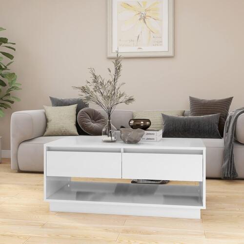 Sofabord 102,5x55x44 cm konstrueret træ hvid højglans