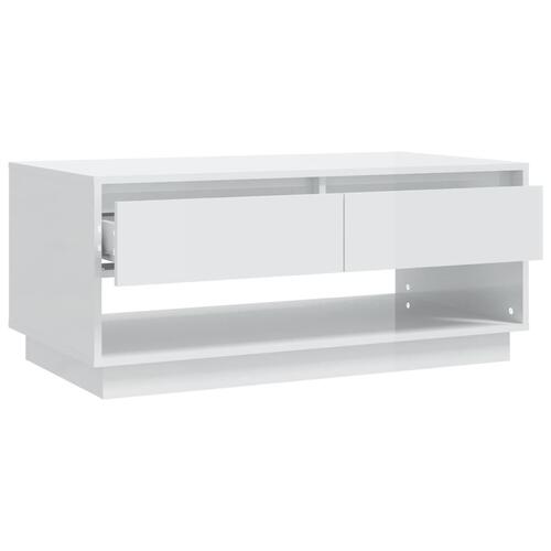 Sofabord 102,5x55x44 cm konstrueret træ hvid højglans