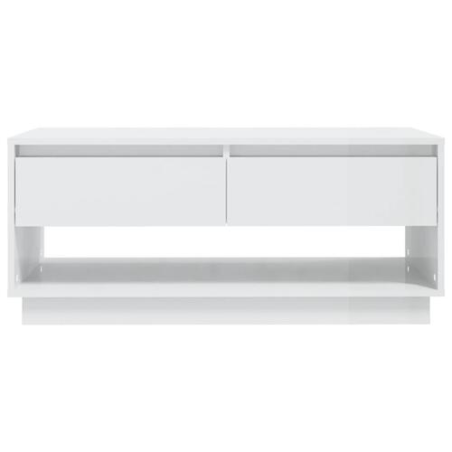 Sofabord 102,5x55x44 cm konstrueret træ hvid højglans