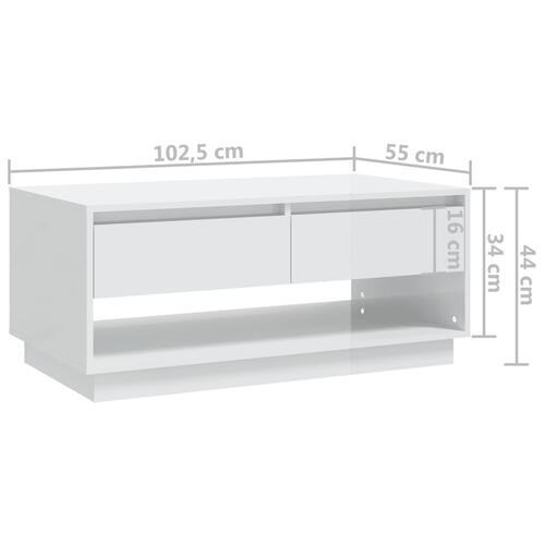 Sofabord 102,5x55x44 cm konstrueret træ hvid højglans