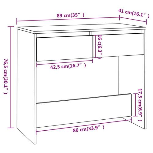 Konsolbord 89x41x76,5 cm stål sonoma-eg