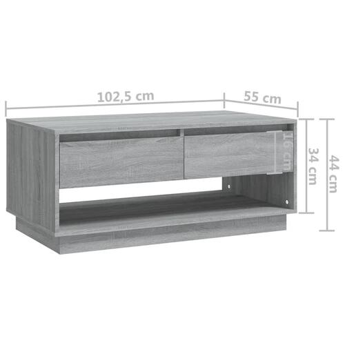 Sofabord 102,5x55x44 cm konstrueret træ grå sonoma-eg