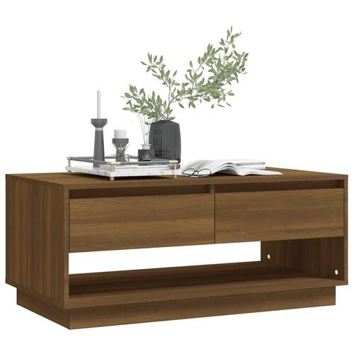 Sofabord 102,5x55x44 cm konstrueret træ brun egetræ