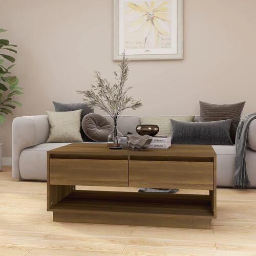 Sofabord 102,5x55x44 cm konstrueret træ brun egetræ