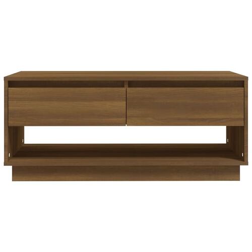 Sofabord 102,5x55x44 cm konstrueret træ brun egetræ
