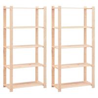 Reoler 2 stk. 5 hylder 80x38x170 cm massivt fyrretræ 250 kg