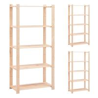 Reoler 3 stk. 5 hylder 80x38x170 cm massivt fyrretræ 250 kg