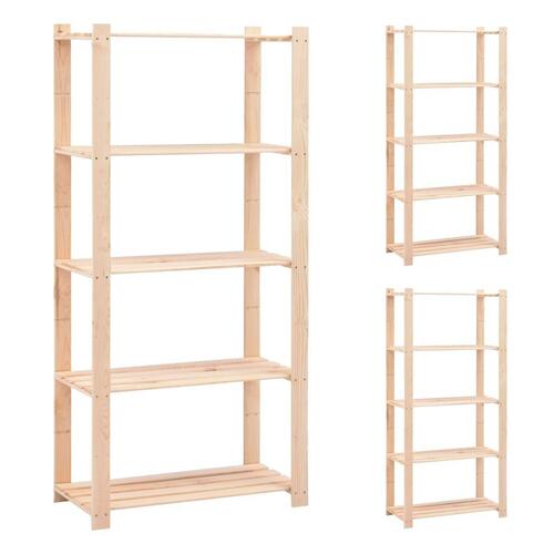 Reoler 3 stk. 5 hylder 80x38x170 cm massivt fyrretræ 250 kg