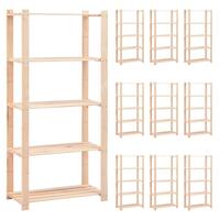 Reoler 10 stk. 5 hylder 80 x 38 x 170 cm fyrretræ 250 kg