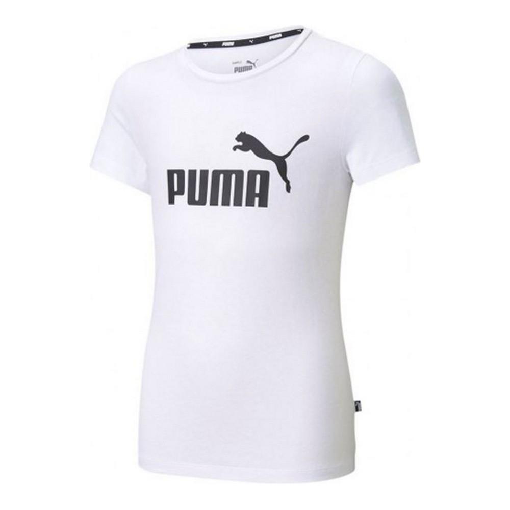 Puma ESS Logo T-shirt til piger, hvid - 5-6 år