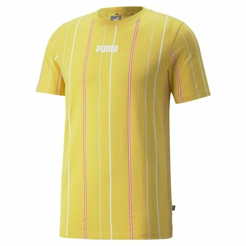 Kortærmet T-shirt til Mænd Puma Modern Basics Stripe M Gul L