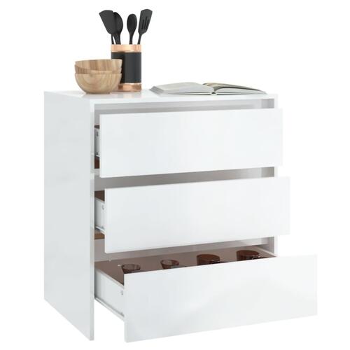 Skænk 70x41x75 cm konstrueret træ hvid højglans
