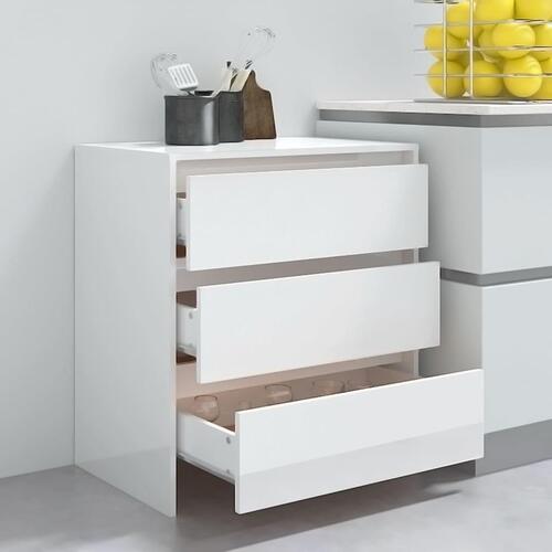 Skænk 70x41x75 cm konstrueret træ hvid højglans