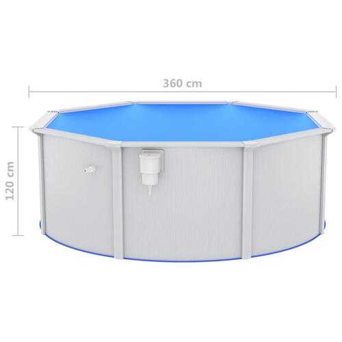 Swimmingpool med stålvæg 360x120 cm hvid