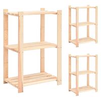 Reoler 3 stk. 3 hylder 60x38x90 cm massivt fyrretræ 150 kg