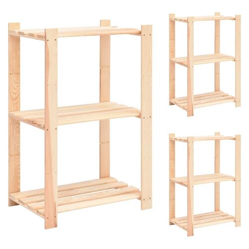 Reoler 3 stk. 3 hylder 60x38x90 cm massivt fyrretræ 150 kg