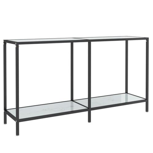 Konsolbord 140x35x75,5 cm hærdet glas hvid