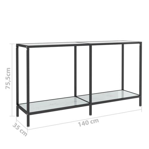 Konsolbord 140x35x75,5 cm hærdet glas hvid
