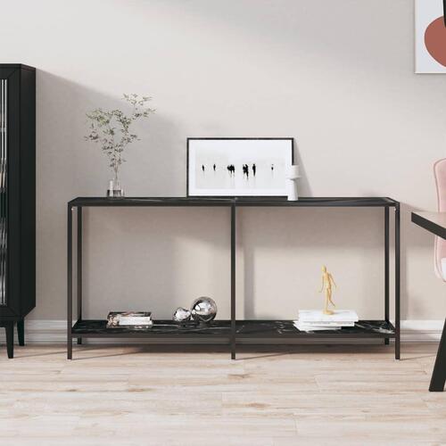 Konsolbord 160x35x75,5 cm hærdet glas sort