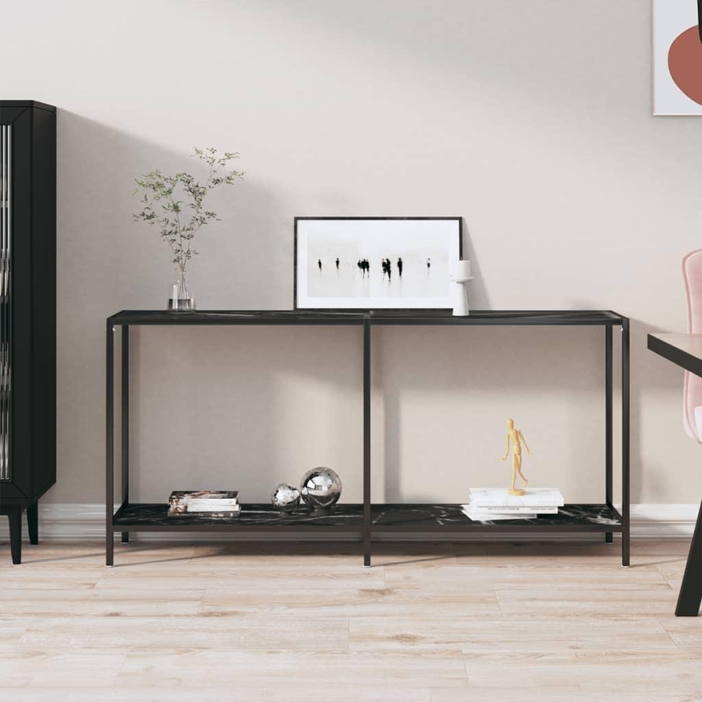 Konsolbord 160x35x75,5 cm hærdet glas sort