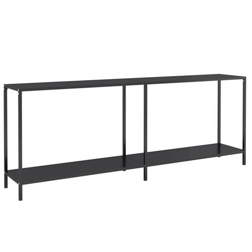 Konsolbord 200x35x75,5 cm hærdet glas sort