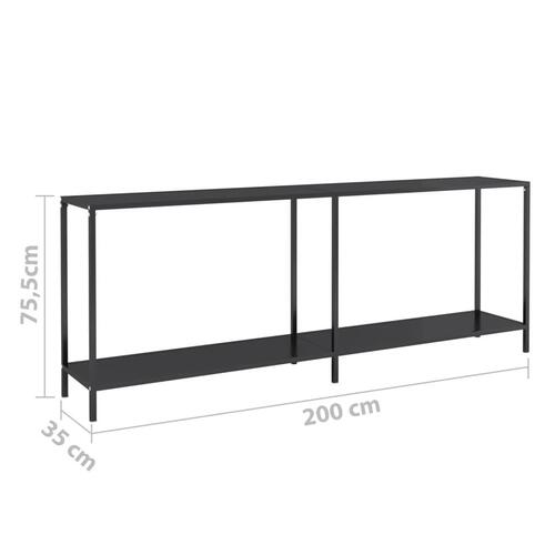Konsolbord 200x35x75,5 cm hærdet glas sort