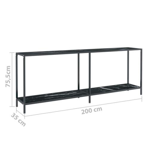 Konsolbord 200x35x75,5 cm hærdet glas sort