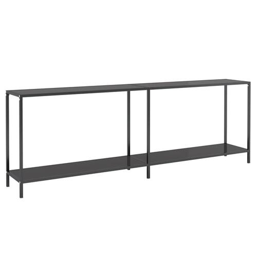 Konsolbord 220x35x75,5 cm hærdet glas sort
