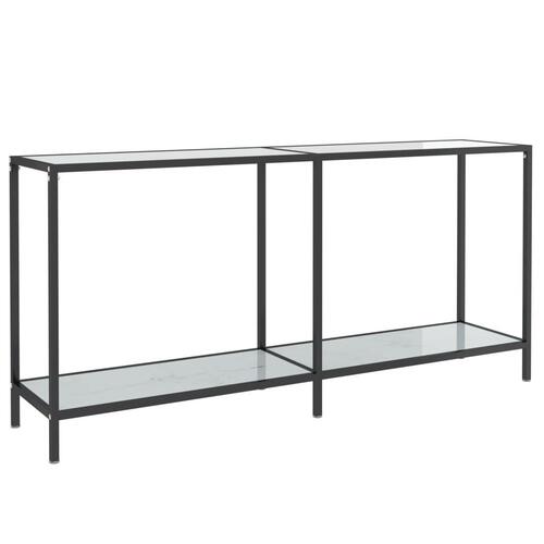 Konsolbord 160x35x75,5 cm hærdet glas hvid