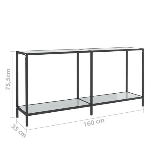 Konsolbord 160x35x75,5 cm hærdet glas hvid