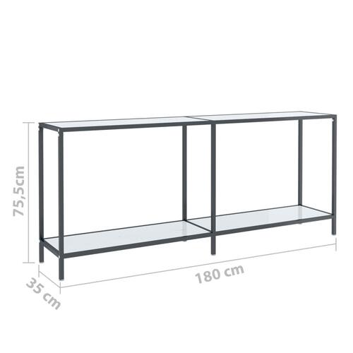 Konsolbord 180x35x75,5 cm hærdet glas hvid