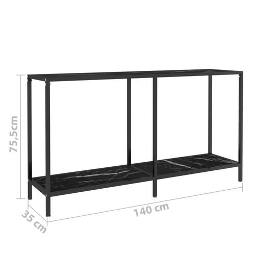 Konsolbord 140x35x75,5 cm hærdet glas sort