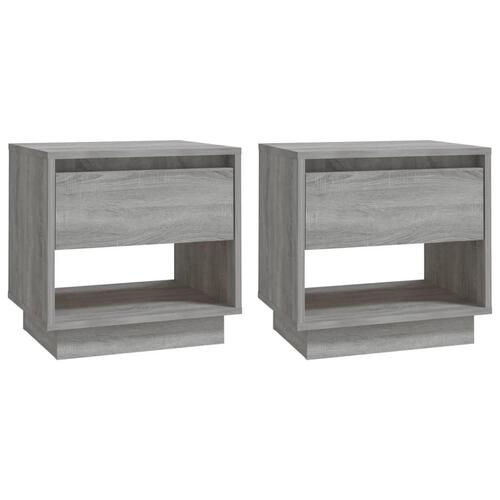 Sengeborde 2 stk. 45x34x44 cm konstrueret træ grå sonoma-eg