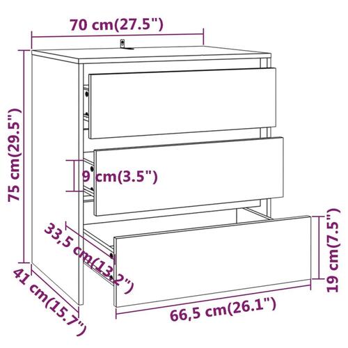 Skænk 70x41x75 cm spånplade grå sonoma-eg