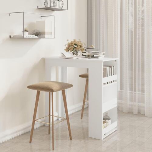 Barbord med opbevaringsstativ 102x50x103,5 cm spånplade hvid