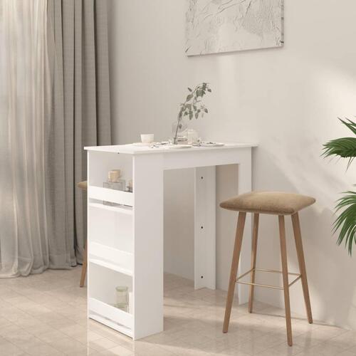 Barbord med opbevaringsstativ 102x50x103,5 cm spånplade hvid