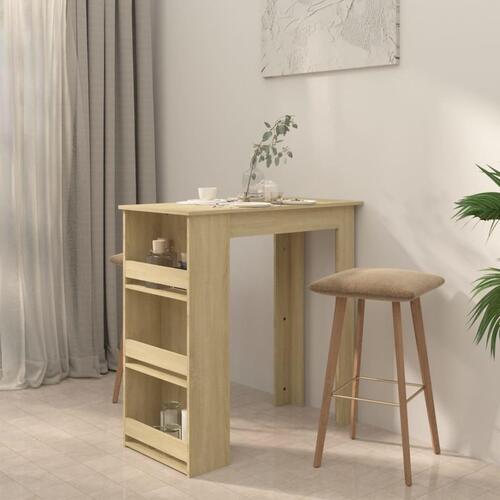 Barbord med opbevaringsstativ 102x50x103,5 cm spånplade sonoma