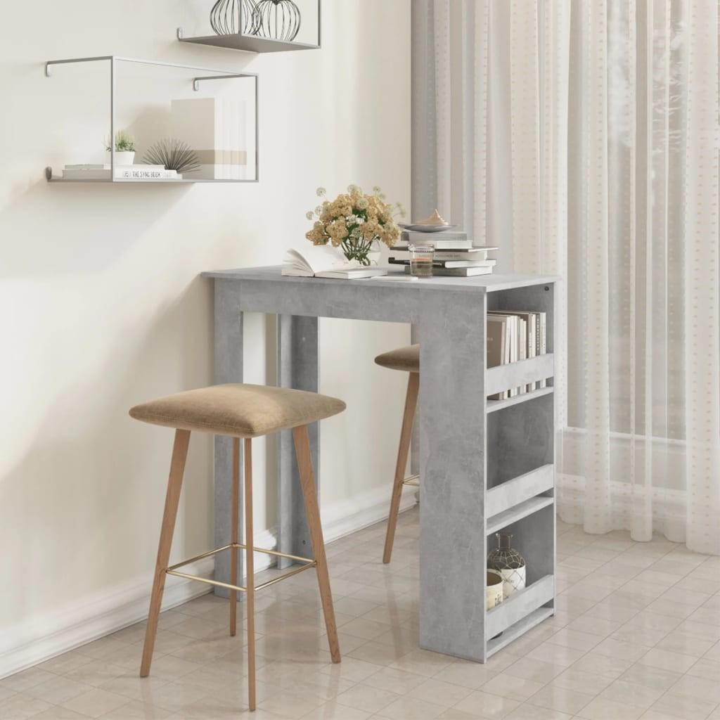 Barbord med opbevaringsstativ 102x50x103,5 cm betongrå