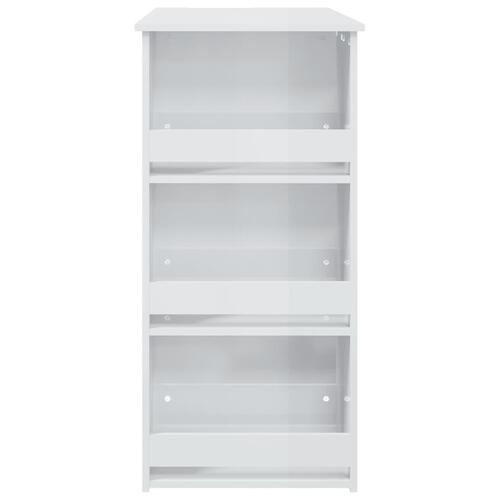 Barbord med opbevaringsstativ 102x50x103,5 cm hvid højglans