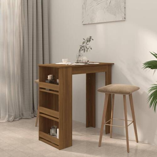 Barbord m. opbevaringsstativ 102x50x103,5 cm spånplade brunt eg