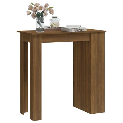 Barbord m. opbevaringsstativ 102x50x103,5 cm spånplade brunt eg