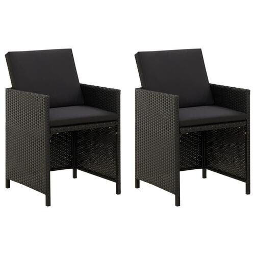 Havestole med hynder 2 stk. polyrattan sort