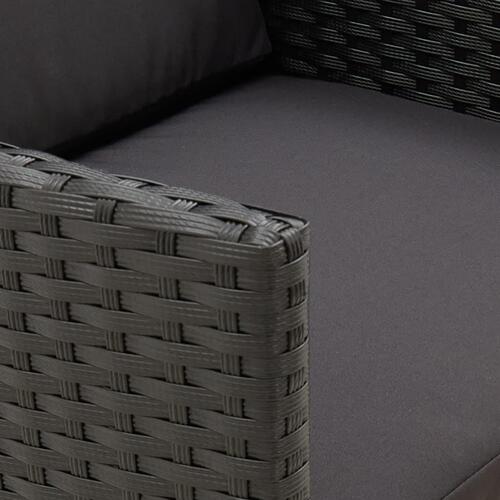 Havestole med hynder 2 stk. polyrattan sort