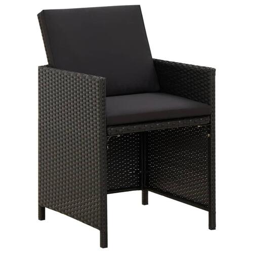 Havestole med hynder 2 stk. polyrattan sort